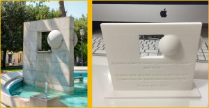 Targa ricordo convegno Stampanti 3D nelle scuole. Oggetto modellato e stampato in 3D, ricreando la fontana della piazza principale di Adelfia (BA).