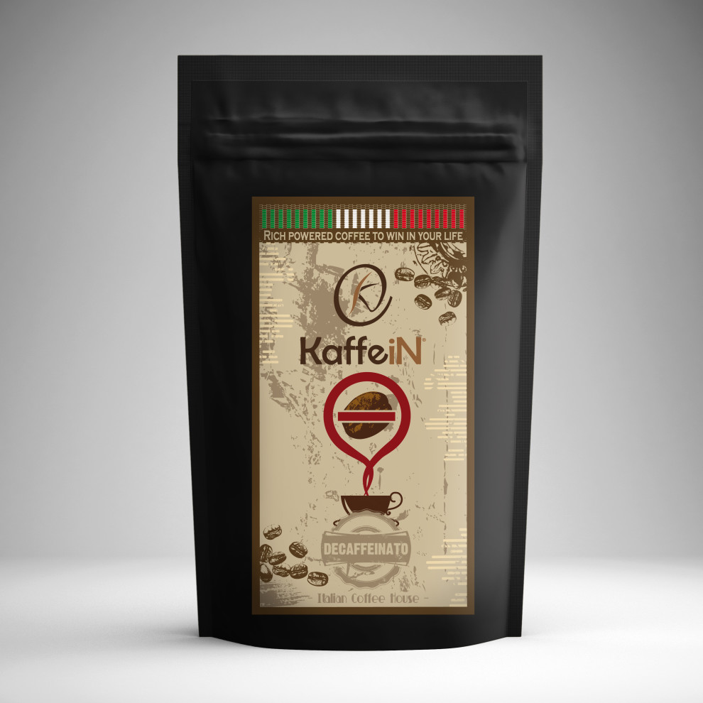 Elaborazione grafica etichetta packaging food "decaffeinato" KaffeiN