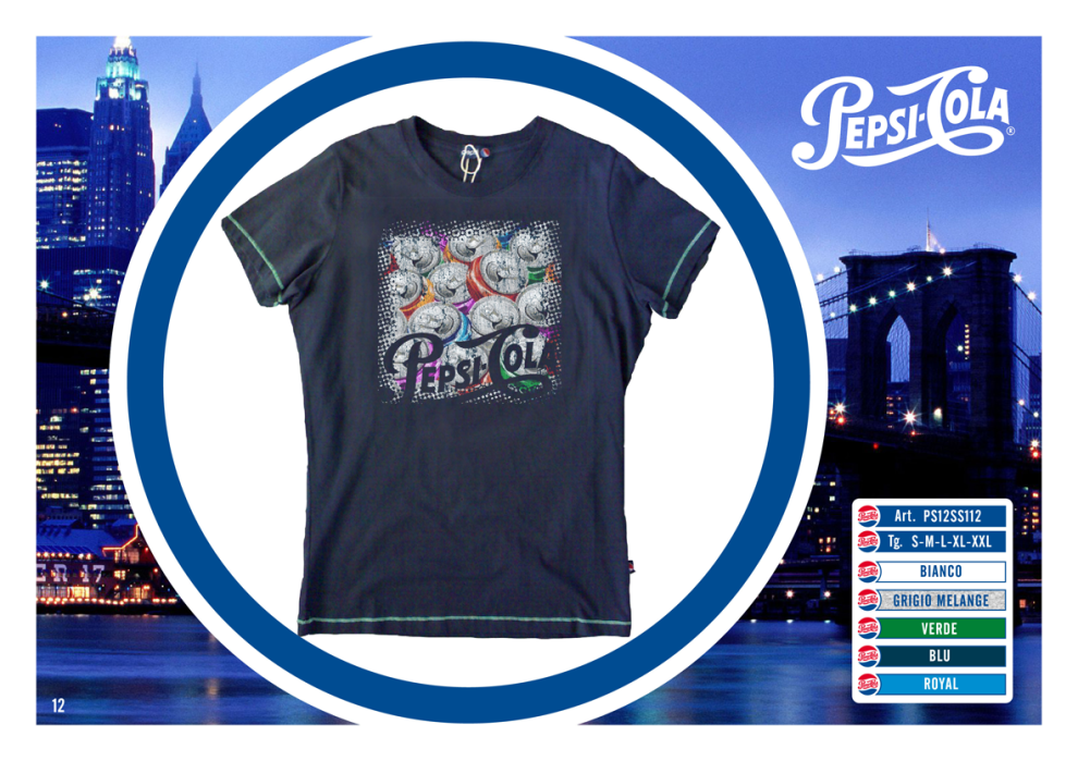Elaborazione grafica per stampe T-shirt Uomo Donna e realizzazione Lookbook per il marchio Pepsi Cola